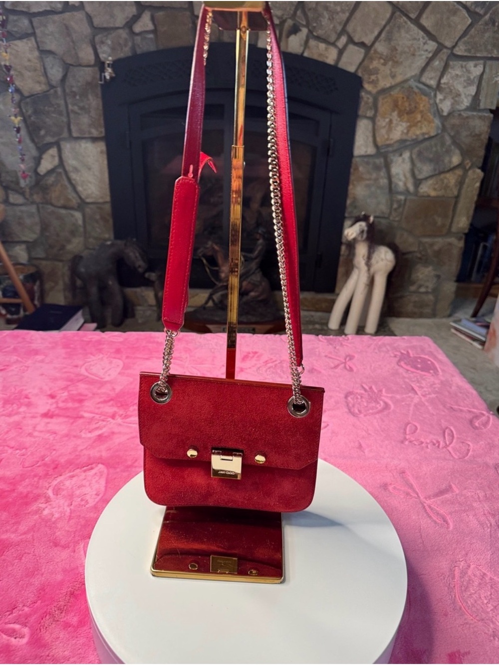 Jimmy Choo Red Suede Rebel Crossbody Bag NWOT (Includes dust bag and box)